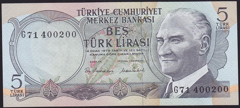 6.Emisyon 2.Tertip 5 Lira G71 400200 Çilaltı