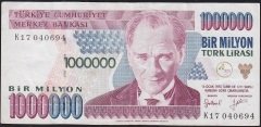 7.Emisyon 2.Tertip 1 000 000 Lira K17 040694 Çok Temiz+