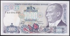 7.EMİSYON 2.TERTİP 1000 LİRA F43 091846 ÇİLALTI (KAT YOK ÖNYÜZDE SARARTI VAR)