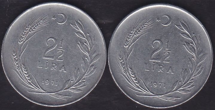 1971 Yılı 2.5 Lira (Ters Düz Takım)
