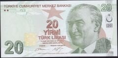 9.Emisyon 2.Tertip 20 Lira B892 372273 Çil Blok Radar