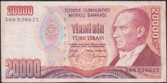 7.Emisyon 1.Tertip 20000 Lira A68 928627 Çok Temiz