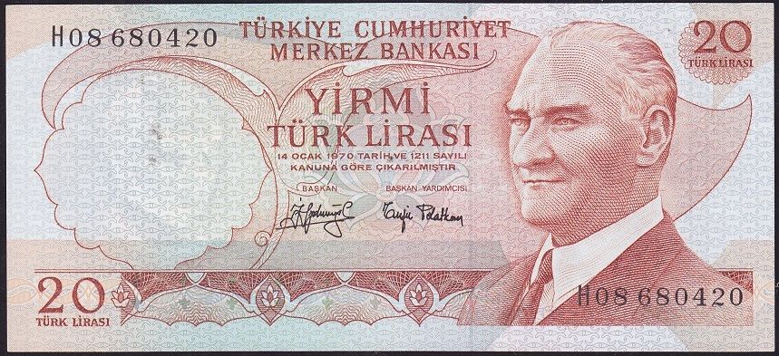 6.Emisyon 3.Tertip 20 Lira H08 680420 Ççt Çilaltı