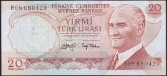 6.Emisyon 3.Tertip 20 Lira H08 680420 Ççt Çilaltı