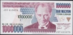 7.Emisyon 2.Tertip 1 000 000 Lira J57 415678 Çilaltı