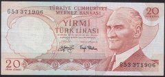 6.EMİSYON 3.TERTİP 20 LİRA G53 371906 ÇÇT eski para