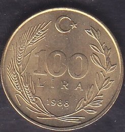 1988 Yılı 100 Lira  Çilaltı Çil Prinç Meksika Baskı