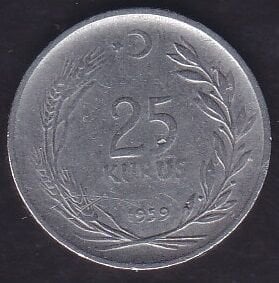 1959 Yılı 25 Kuruş