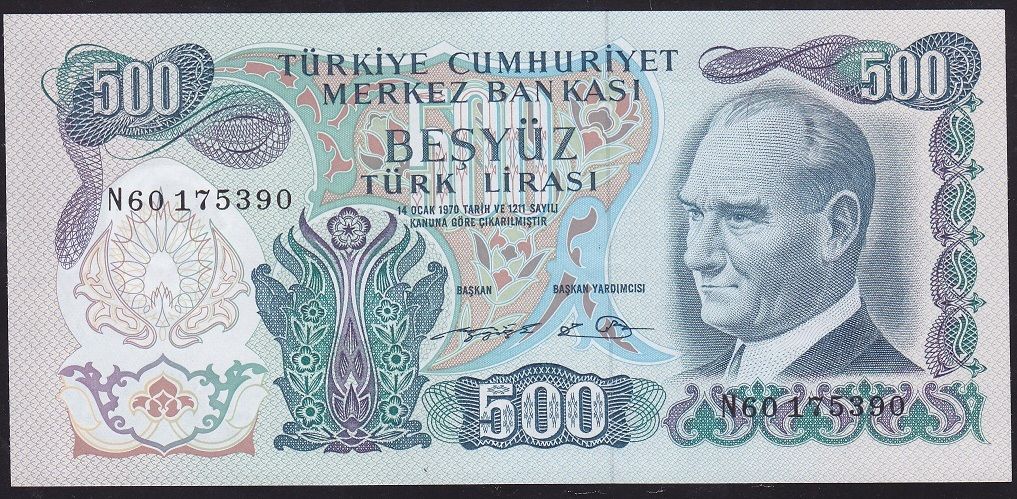 6.Emisyon 2.Tertip 500 Lira N60 175390 Ççt Çilaltı