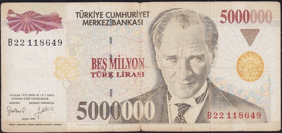 7.Emisyon 5 000 000 Lira B22 118649 Temiz