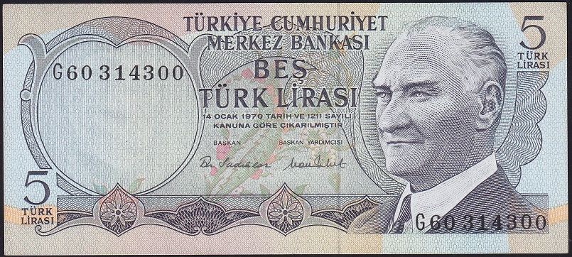 6.Emisyon 2.Tertip 5 Lira G60 314300 Çil