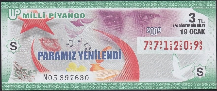 2009 19 OCAK ÇEYREK BİLET - S SERİSİ
