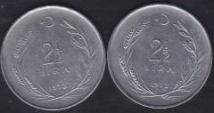 1973 Yılı 2.5 Lira (Ters Düz Takım)