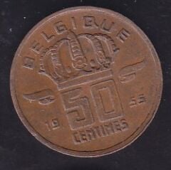 Belçika 50 Centimes 1955 Belgique