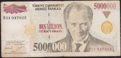 7.Emisyon 5 000 000 Lira B21 047825 Temiz