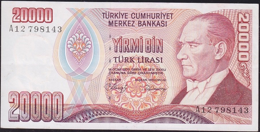 7.Emisyon 1.Tertip 20000 Lira A12 798143 Ççt Çilaltı