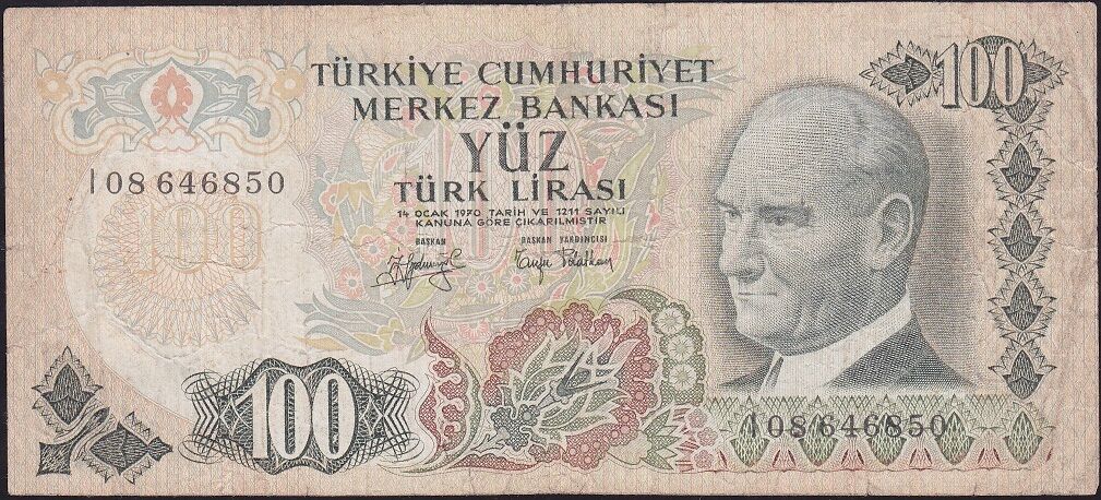 6.Emisyon 2.Tertip 100 Lira I08 646850 Temiz