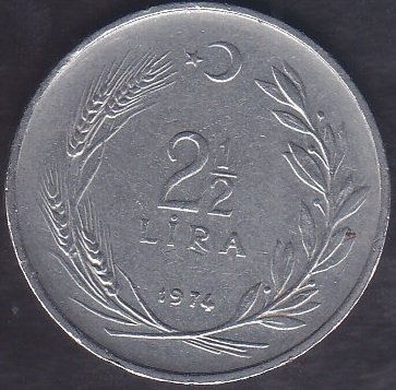 1974 YILI 2.5 LİRA eski para mezat