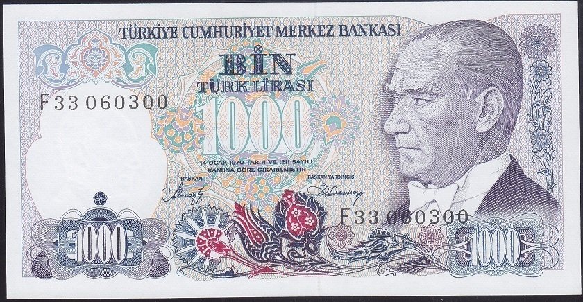 7.EMİSYON 2.TERTİP 1000 LİRA F33 060300 ÇİL
