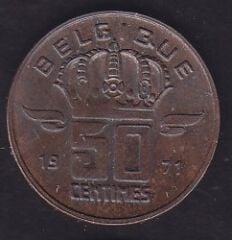 Belçika 50 Centimes 1971 Belgique