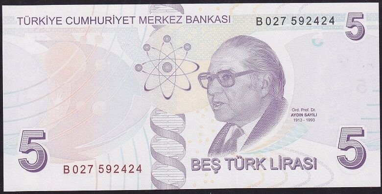 9.Emisyon 2.Tertip 5 Lira B027 592424 Çil