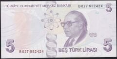 9.Emisyon 2.Tertip 5 Lira B027 592424 Çil