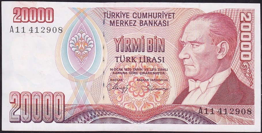 7.Emisyon 1.Tertip 20000 Lira A11 412908 Çilaltı