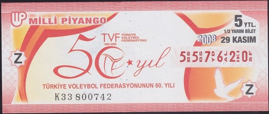 2008 29 KASIM YARIM BİLET - Z SERİSİ