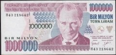 7.Emisyon 2.Tertip 1 000 000 Lira H43 218642 Çok Temiz+