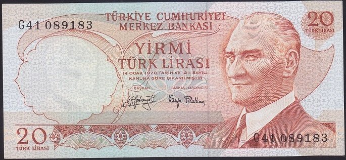 6.EMİSYON 3.TERTİP 20 LİRA G41 089183 ÇİLALTI ÇİL