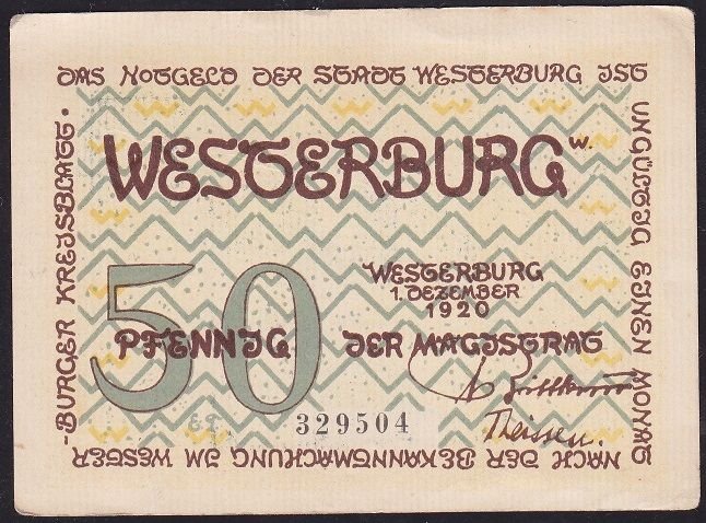 Almanya 50 Pfennig Notgeld 1920 Çilaltı Çil