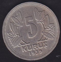 1939 YILI 5 KURUŞ ÇÇT ÇİLALTI