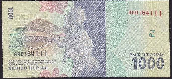 Endonezya 1000 Rupiah 2016 ÇİL AA 0164111 Pick 154