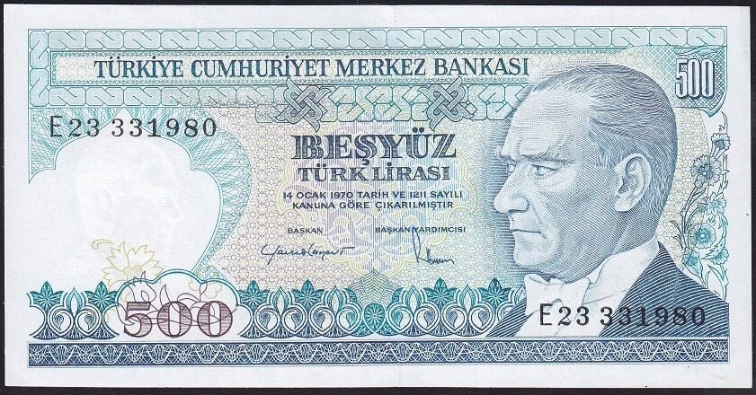 7.Emisyon 2.Tertip 500 Lira E23 331980 Çil