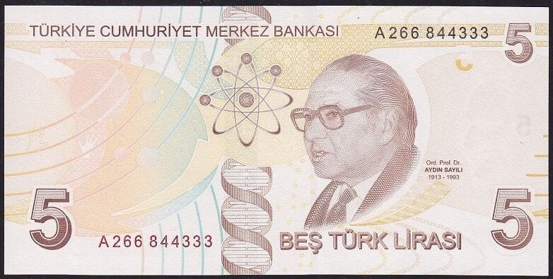 9.Emisyon 1.Tertip 5 Lira A266 844333 Çil