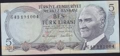 6.Emisyon 2.Tertip 5 Lira G43 191004 Çilaltı Çil