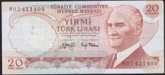 6.Emisyon 3.Tertip 20 Lira H02 411409 Çok Çok Temiz+