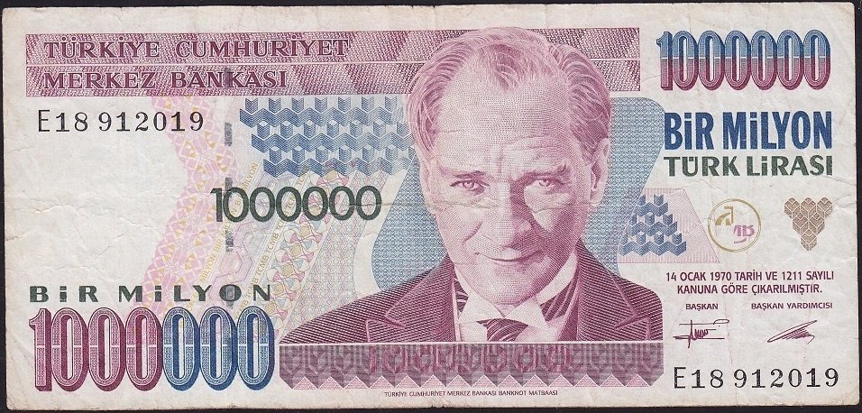 7.Emisyon 1.Tertip 1 000 000 Lira E18 912019 Çok Temiz