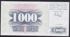 Bosna Hersek 1000 Dinar 1992 ÇİL Pick 15
