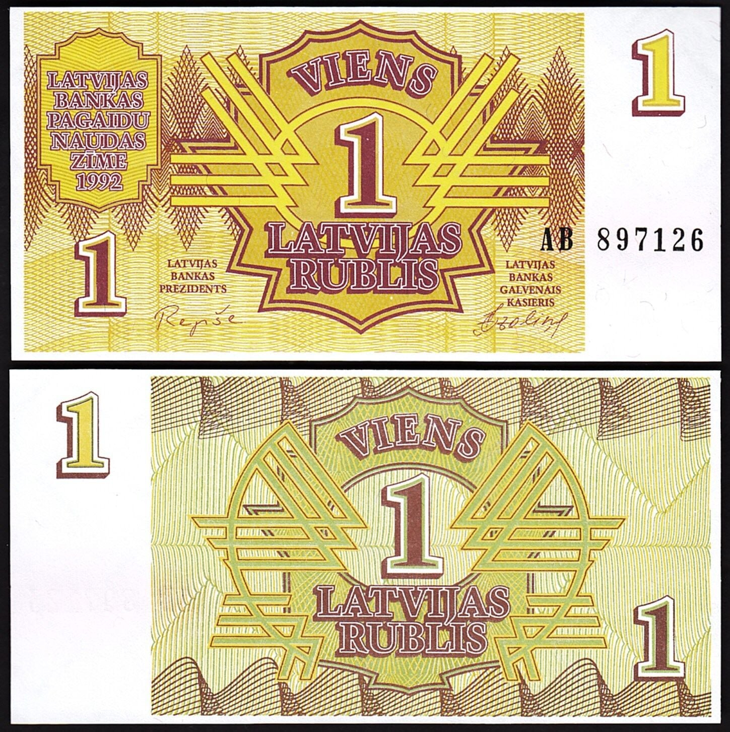 Letonya ( Latvia )  1 Ruble 1992 Çil Pick 35