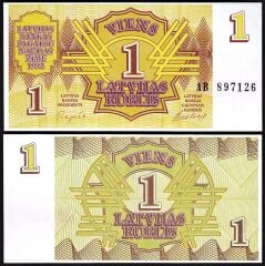 Letonya ( Latvia )  1 Ruble 1992 Çil Pick 35