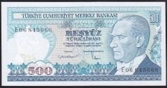7.Emisyon 2.Tertip 500 Lira E06 845666 Çil