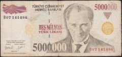 7.Emisyon 5 000 000 Lira B07 141486 Temiz