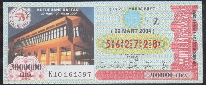 2004 29 MART YARIM BİLET Z SERİSİ