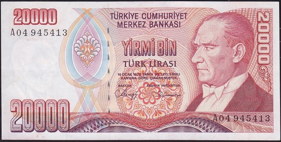 7.Emisyon 1.Tertip 20000 Lira A04 945413 Ççt Çilaltı
