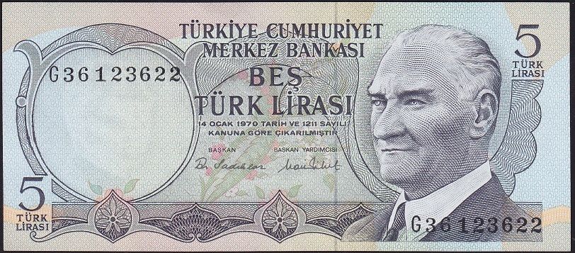 6.Emisyon 2.Tertip 5 Lira G36 123622 Çilaltı Çil