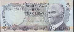 6.Emisyon 2.Tertip 5 Lira G36 123622 Çilaltı Çil