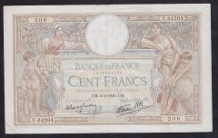 FRANSA 100 FRANK 1939 ÇOK TEMİZ + eski kağıt para değerleri