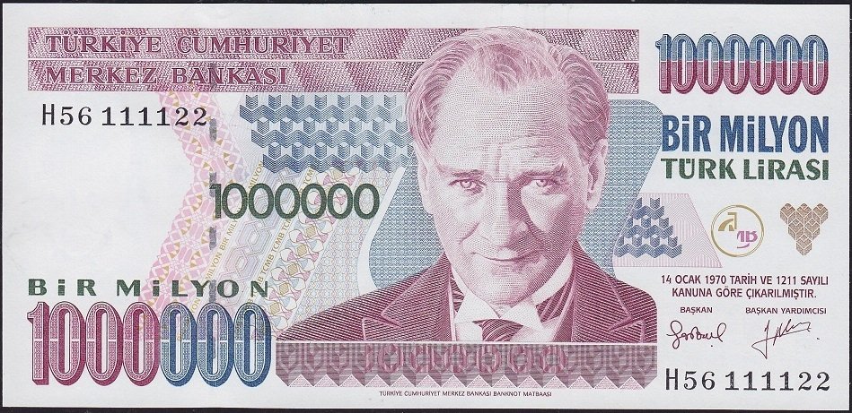 7.Emisyon 2.Tertip 1 000 000 Lira H56 111122 Çilaltı Çil