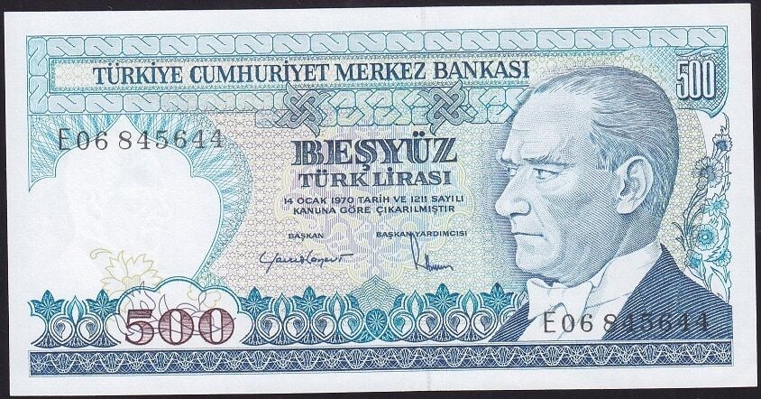 7.Emisyon 2.Tertip 500 Lira E06 845644 Çil
